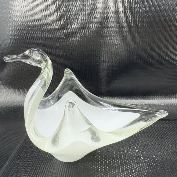 Vintage Venetian Art Glass Duck Bird Bowl Dish Candy Holder Container White VTG - Picture 14 of 14